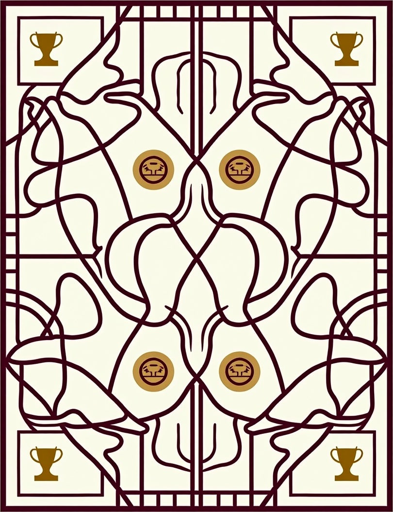 Whimsical Tawny Trophy Art Nouveau Rug
