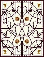 Whimsical Tawny Trophy Art Nouveau Rug