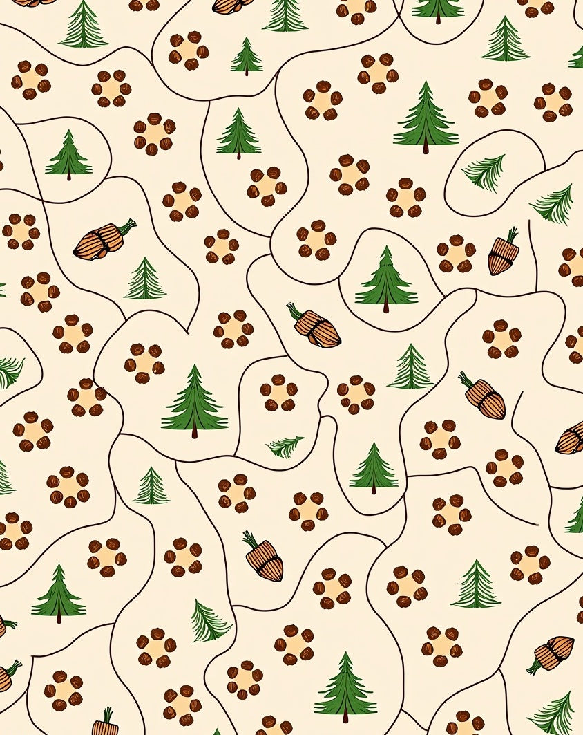 Autumn Forest Pinecone Acorn Cream Rug