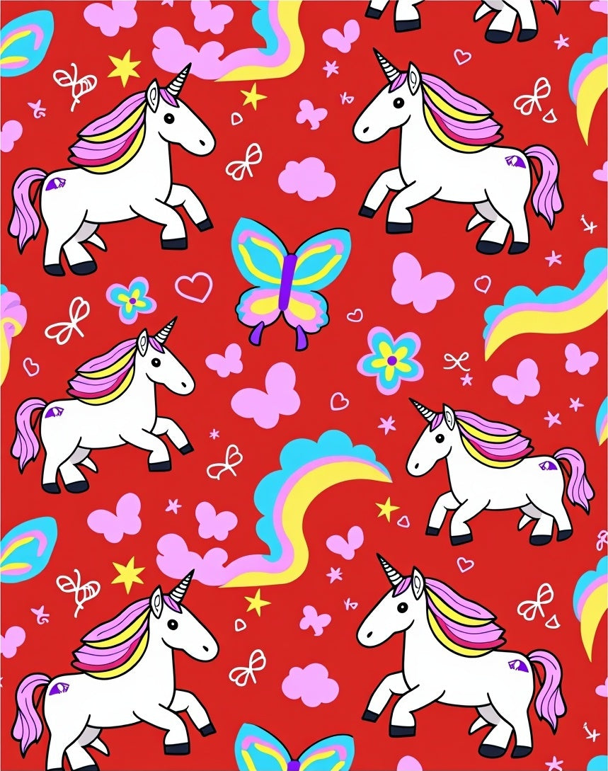 Enchanted Unicorn Rainbow Cloud Butterfly Rug