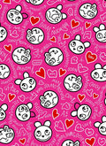 Whimsical Panda Hearts Pink Collage Rug