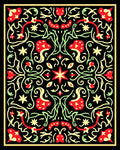 Crimson Yellow Floral Vine Medallion Rug