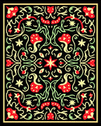 Crimson Yellow Floral Vine Medallion Rug