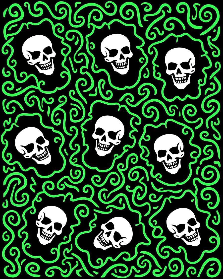 Glow Skull Swirls Black Rug