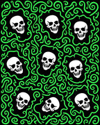 Glow Skull Swirls Black Rug