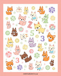 Playful Kawaii Animals Colorful Circles Numbers Rug