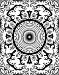 Vintage Black Floral Mandala Rug