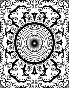 Vintage Black Floral Mandala Rug