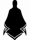 Bold Black Cloaked Figure Geometric Rug