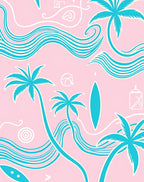 Pink Tropical Palm Wave Graphic Rug