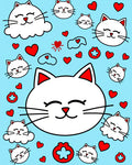 Cute White Cats And Red Hearts Rug
