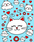 Cute White Cats And Red Hearts Rug