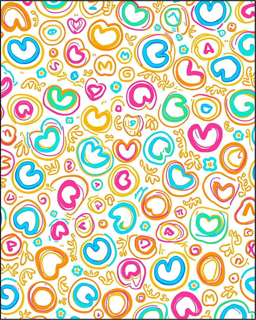 Jubilant Playful Hearts Circles Collage Rug