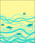 Seashell And Turtle Ocean Waves Rug