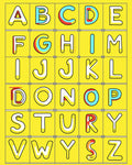 Yellow Alphabet Outline Letters Rug