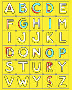 Yellow Alphabet Outline Letters Rug