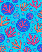 Oceanic Coral Circles and Shells Rug