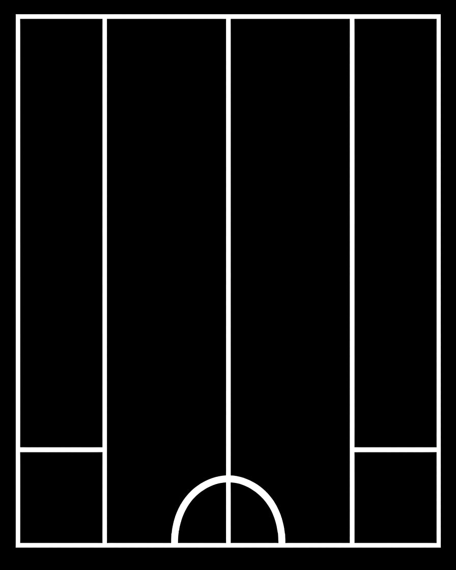 Black White Geometric Court Field Rug