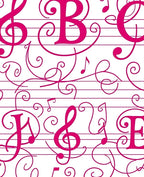 Vibrant Pink Musical Notes Staff Rug