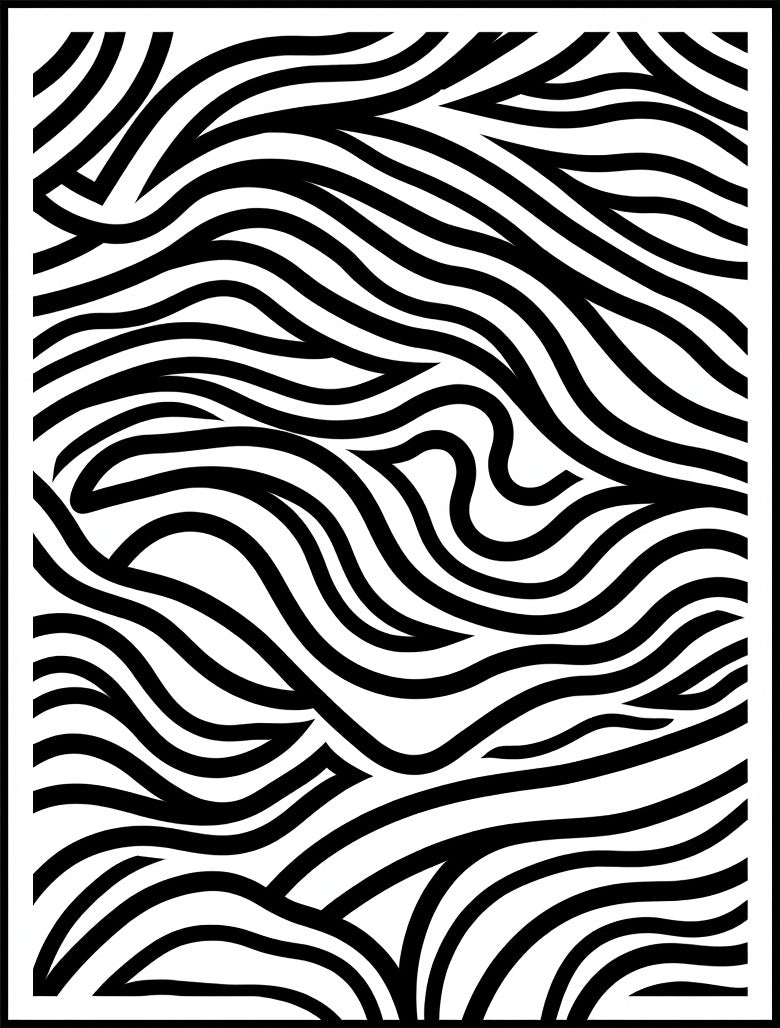 Bold Black and White Wavy Lines Rug