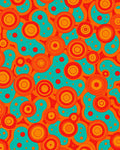 Retro Orange Teal Concentric Circles Rug