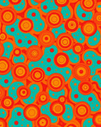 Retro Orange Teal Concentric Circles Rug