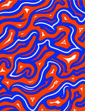 Vivid Blue Orange Swirl Flow Rug