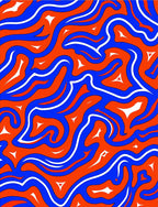 Vivid Blue Orange Swirl Flow Rug