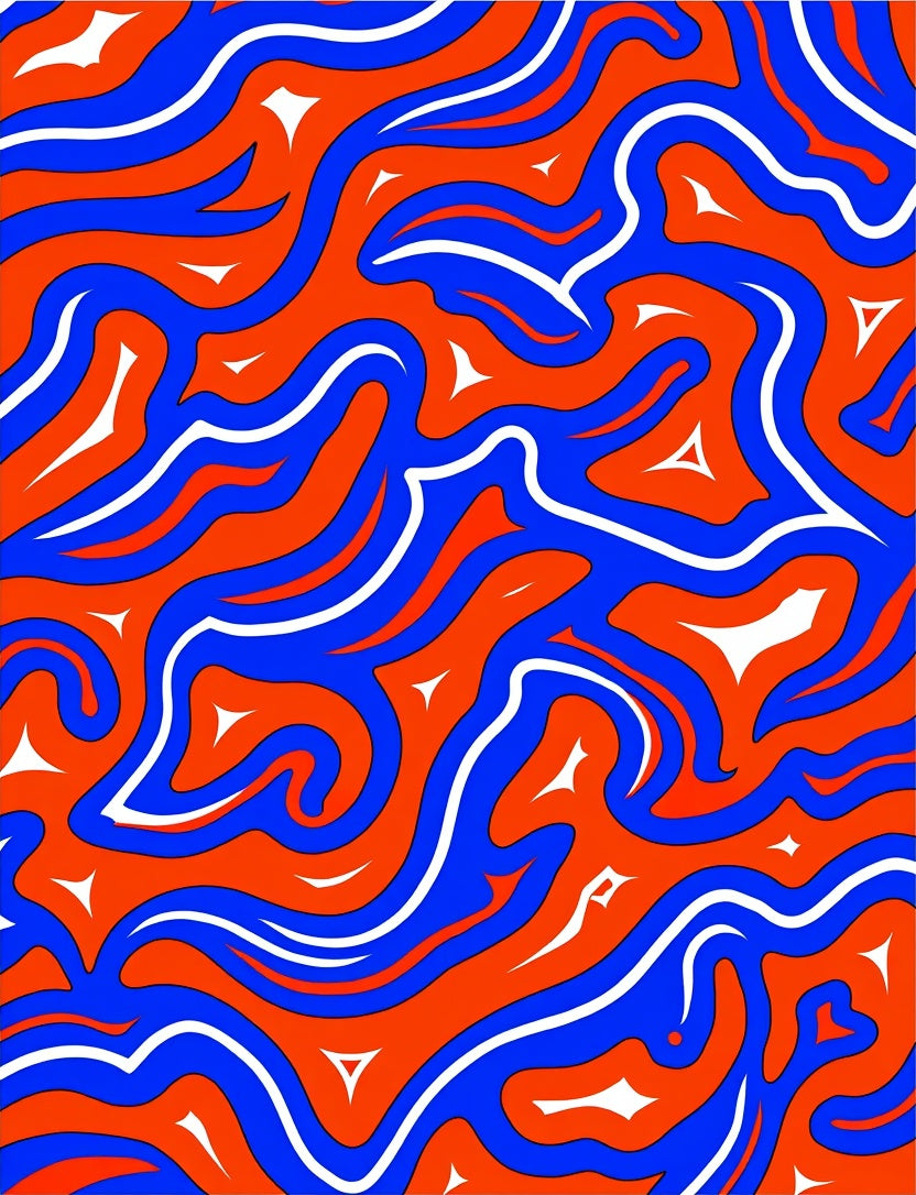 Vivid Blue Orange Swirl Flow Rug