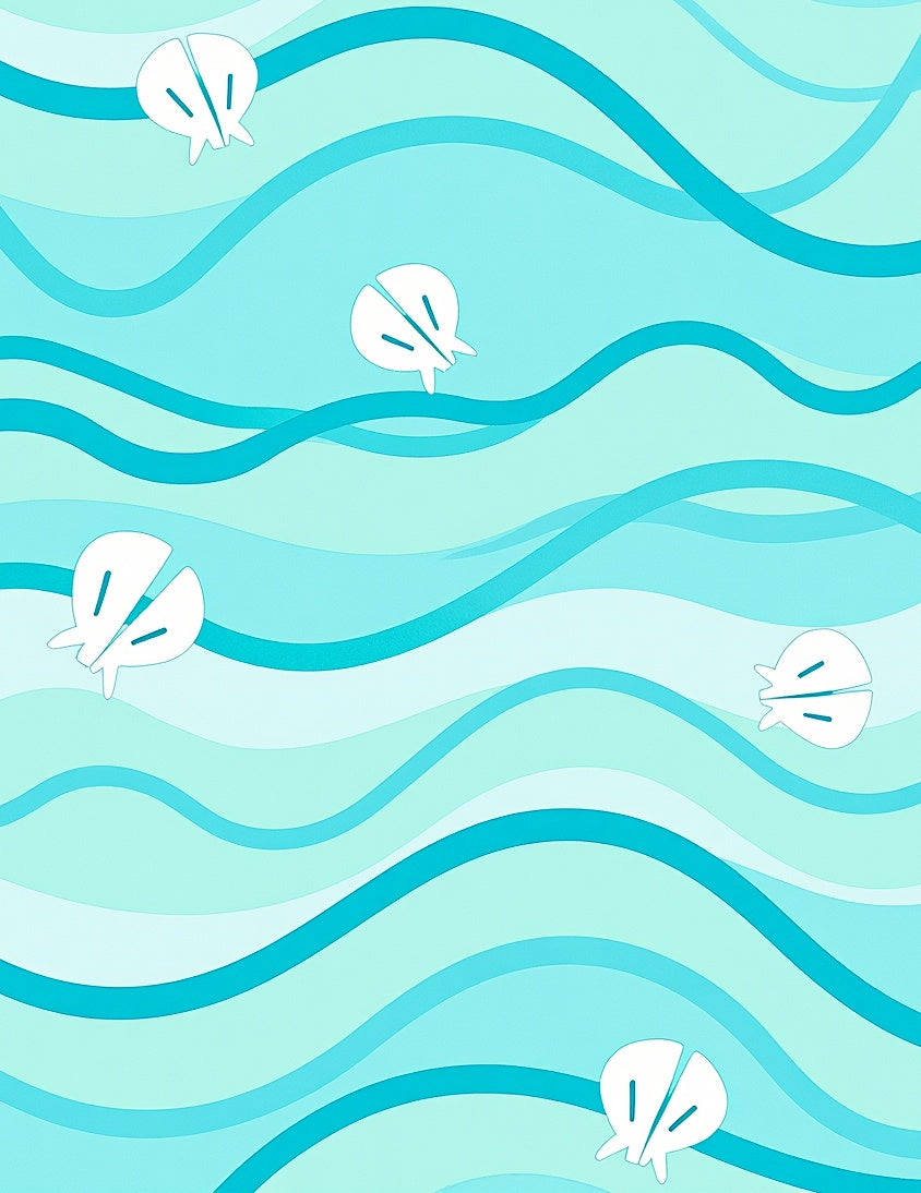 Aqua Waves with White Shells Rug