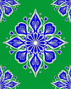 Vibrant Blue Floral Medallion Green Rug