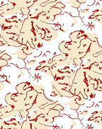 Crimson and Cream Abstract Cloud Swirls Rug
