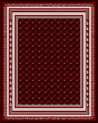 Deep Red Lattice Bordered Rug