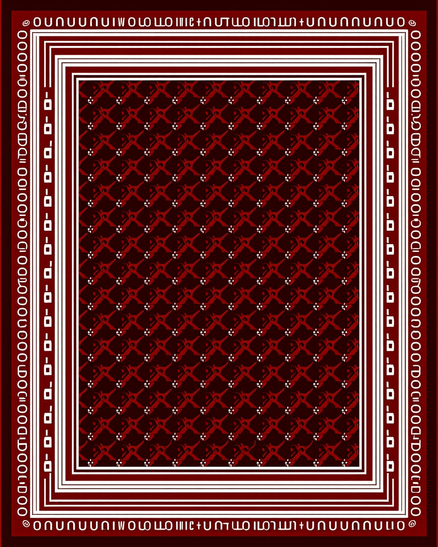 Deep Red Lattice Bordered Rug