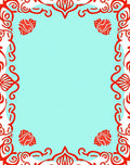 Bright Red Floral Border Light Blue Rug