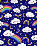 Playful Rainbow Cloud Starry Night Rug