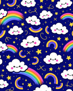 Playful Rainbow Cloud Starry Night Rug