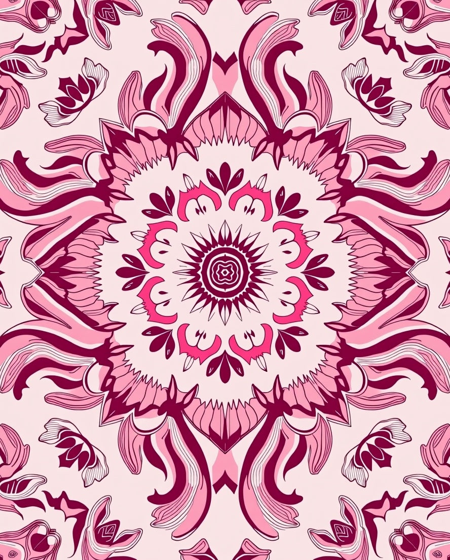 Pink Blossom Mandala Kaleidoscope Rug