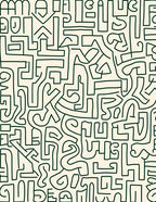 Abstract Cream Green Line Doodle Rug