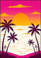 Tropical Sunset Palm Tree Scene Rug