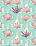 Teal Mauve Botanical Wave Floral Rug
