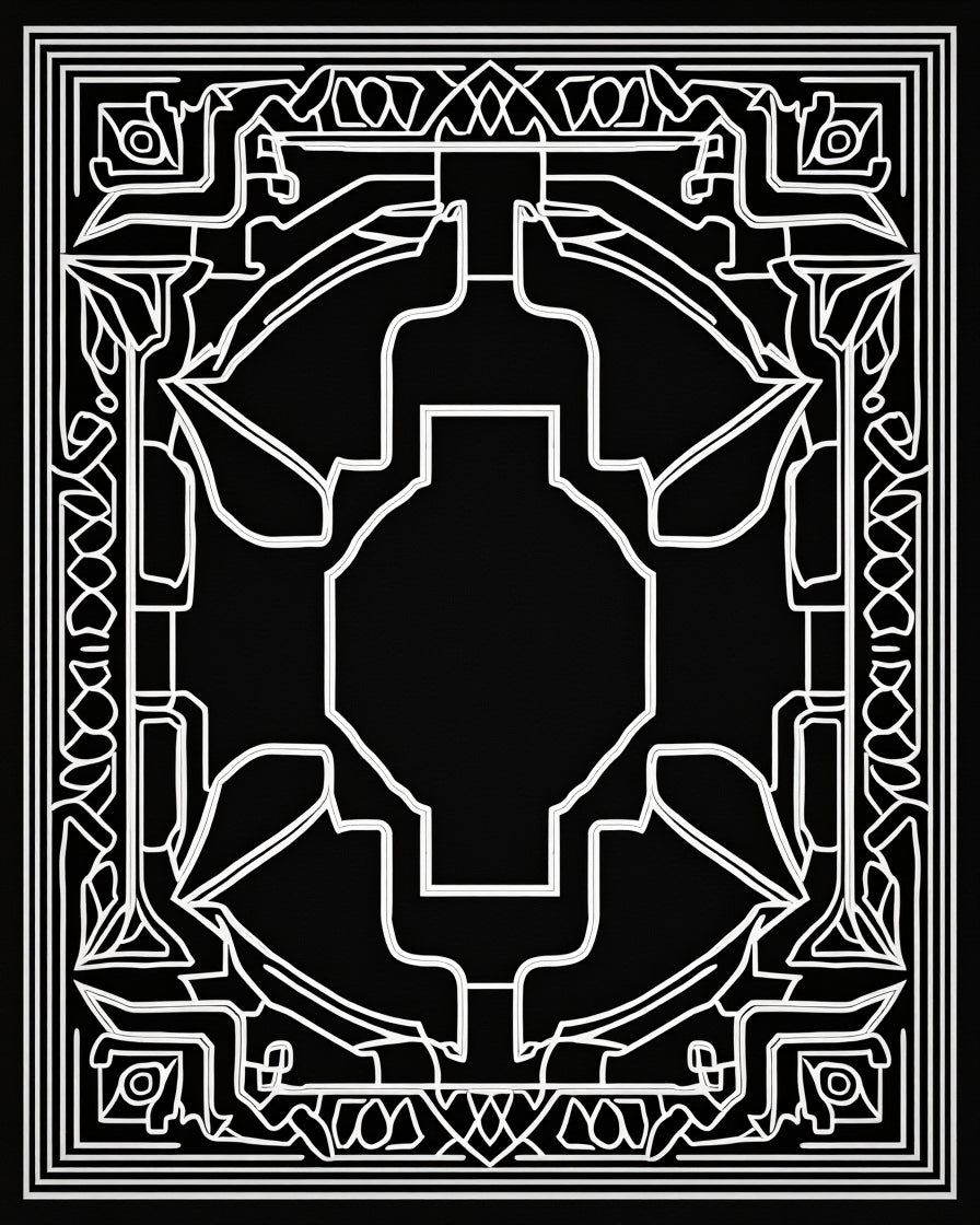 Monochromatic Ornate Geometric Square Rug