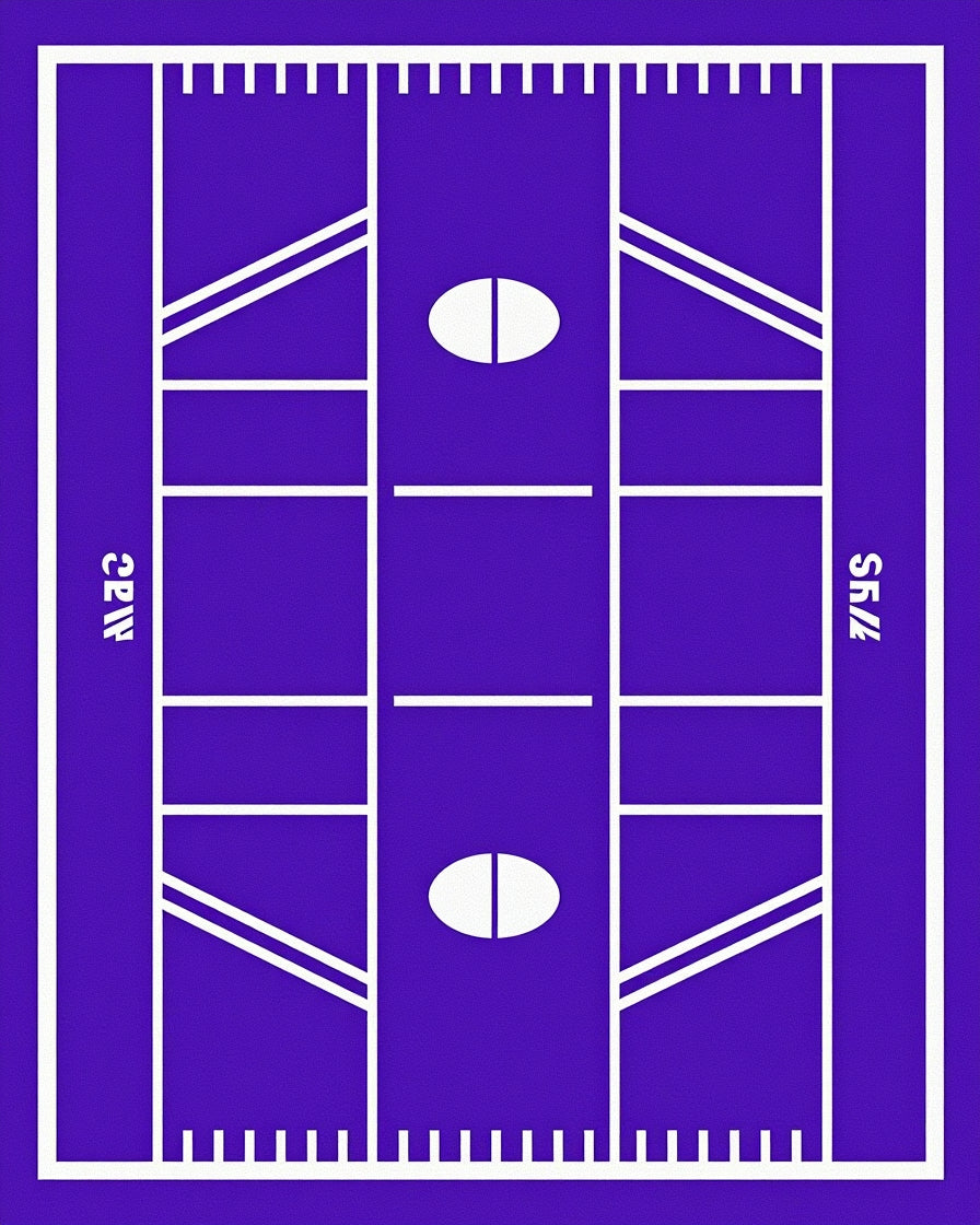 Bold Purple Football Field Graphic Rug