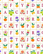 Alphabetical Fruits and Flowers Grid Rug