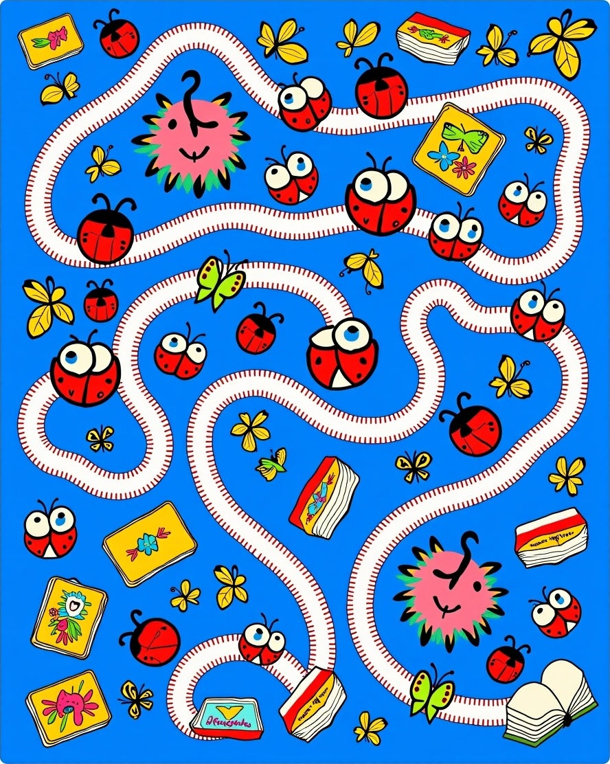 Whimsical Ladybug Butterfly Pathway Rug