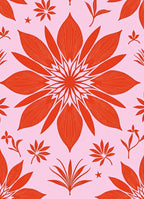 Coral Floral Burst Mandala Pink Rug