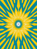Radiant Yellow Teal Starburst Rug