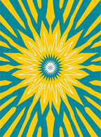 Radiant Yellow Teal Starburst Rug