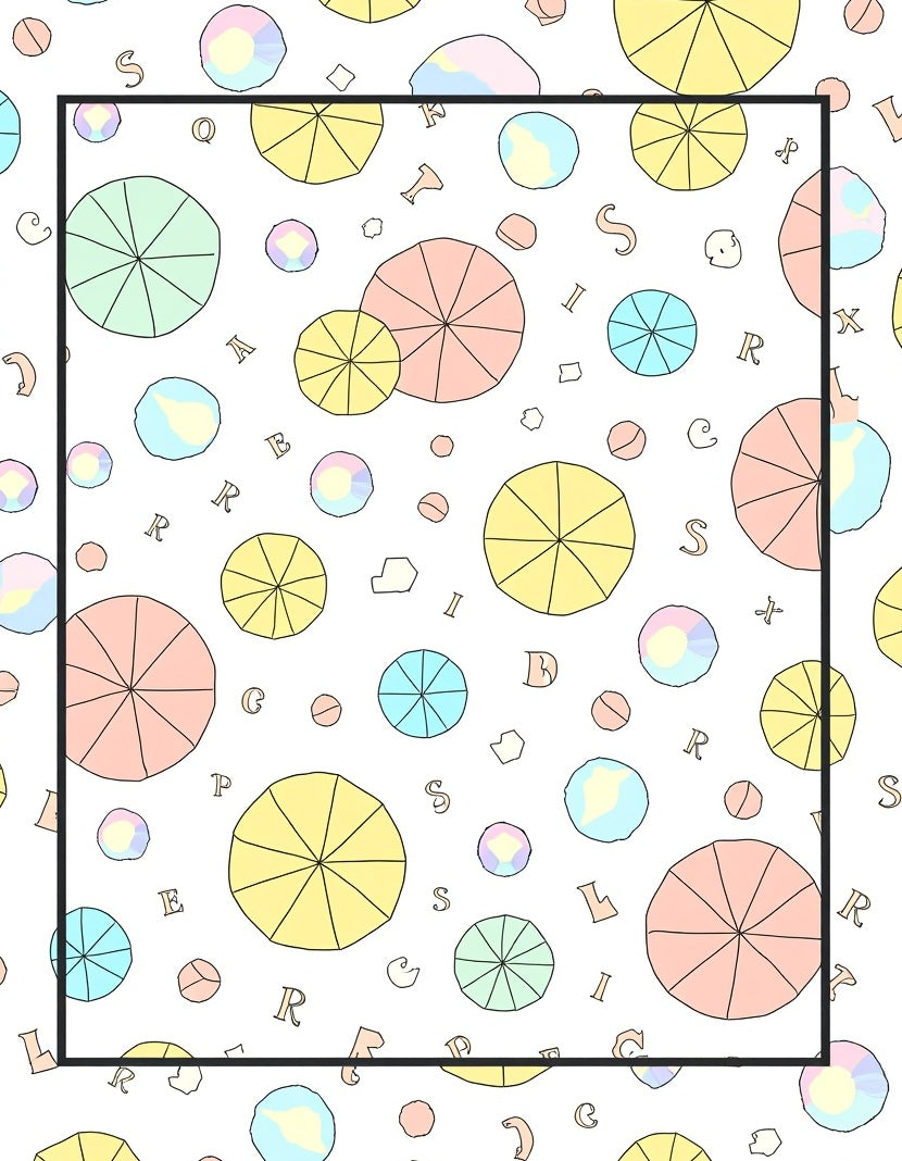 Pastel Circle Alfabet Scattered Rug