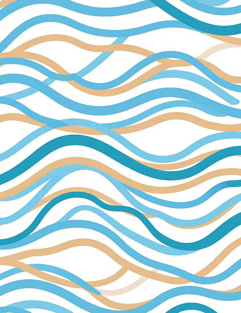 Seamless Aqua Tan Swirl Abstract Art Rug